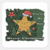 メリークリスマスのジンジャーブレッドの星 スクエアシール (正面)