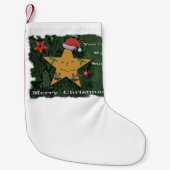 メリークリスマスのジンジャーブレッドの星 スモールクリスマスストッキング (正面)