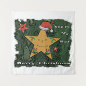 メリークリスマスのジンジャーブレッドの星 タペストリー (正面)