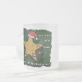 メリークリスマスのジンジャーブレッドの星 フロストグラスマグカップ (正面左)