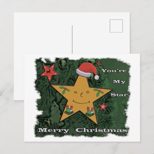メリークリスマスのジンジャーブレッドの星 ポストカード (正面/裏面)