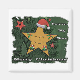 メリークリスマスのジンジャーブレッドの星 マグネット