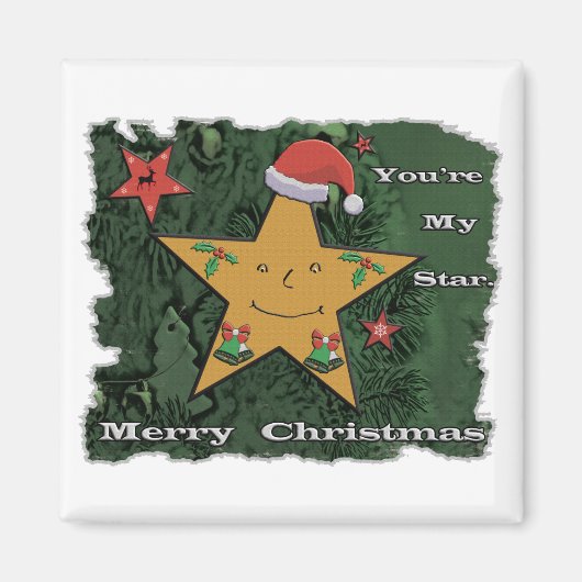 メリークリスマスのジンジャーブレッドの星 マグネット (正面)