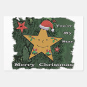 メリークリスマスのジンジャーブレッドの星 ラッピングペーパーシート (正面3)