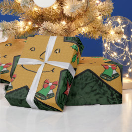 メリークリスマスのジンジャーブレッドの星 ラッピングペーパー