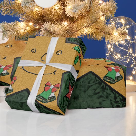 メリークリスマスのジンジャーブレッドの星 ラッピングペーパー (クリスマス)