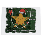 メリークリスマスのジンジャーブレッドの星 ラージペーパーバッグ (正面)