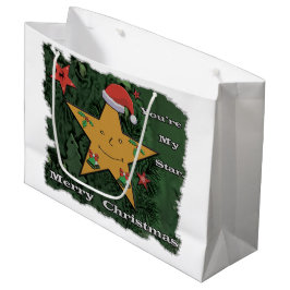 メリークリスマスのジンジャーブレッドの星 ラージペーパーバッグ