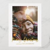 メリークリスマスのスクリプト写真 箔シーズンポストカード (正面)