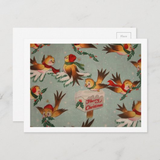 メリークリスマスのスズメ シーズンポストカード (正面/裏面)