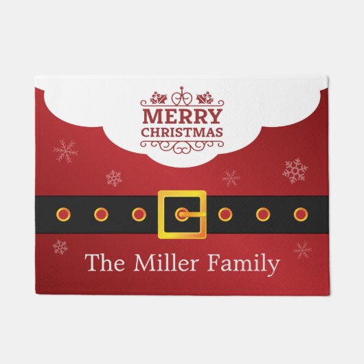 メリークリスマスのスタイリッシュなサンタのスーツベルトの歓迎 ドアマット (正面)