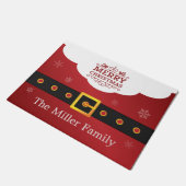 メリークリスマスのスタイリッシュなサンタのスーツベルトの歓迎 ドアマット (アングル)