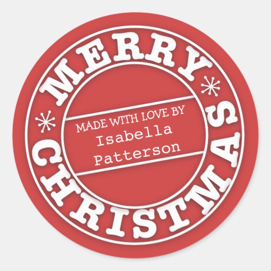 メリークリスマスのステッカーから愛で作る ラウンドシール (正面)