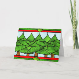メリークリスマスのステンドグラスのクリスマスツリーカード シーズンカード