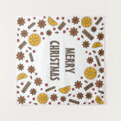 メリークリスマスのスパイスのパターン タペストリー (正面(横))