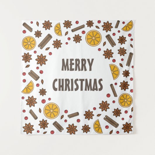 メリークリスマスのスパイスのパターン タペストリー (正面)