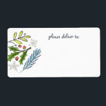 メリークリスマスのスプルースの空白の枝 ラベル<br><div class="desc">ホリ図解入りの、写真付きのーの枝や果実、青いトウヒの小枝で明るいラベルを作り、クリスマスプレゼントを出荷するのに最適なtouchを作る。</div>