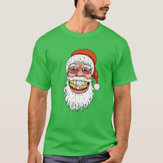 メリークリスマスのスマイルのサンタクロース Tシャツ