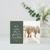 メリークリスマスのタイプの緑色の写真をお願い シーズンポストカード (スタンド正面)