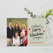 メリークリスマスのタイポグラフィのパーソナライズな写真の灰色 シーズンカード (スタンド正面)