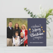 メリークリスマスのタイポグラフィのパーソナライズな写真の赤 シーズンカード (スタンド正面)