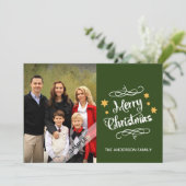 メリークリスマスのタイポグラフィのパーソナライズな写真Gree シーズンカード (スタンド正面)