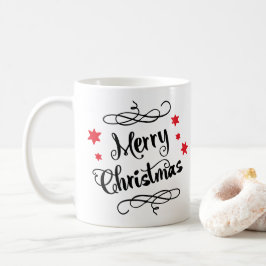 メリークリスマスのタイポグラフィの赤い白 コーヒーマグカップ