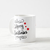 メリークリスマスのタイポグラフィの赤い白 コーヒーマグカップ (正面左)
