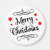メリークリスマスのタイポグラフィの赤い白 マグネット (正面)
