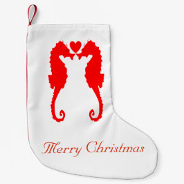 メリークリスマスのタツノオトシゴ及びハート スモールクリスマスストッキング