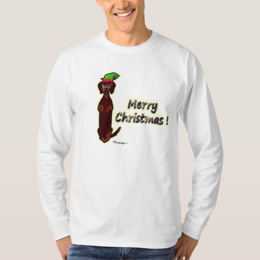 メリークリスマスのダックスフントのシドニーのTシャツ Tシャツ (正面)