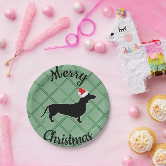 メリークリスマスのダックスフント犬 ペーパープレート (パーティー)