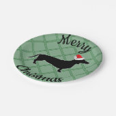 メリークリスマスのダックスフント犬 ペーパープレート (アングル)