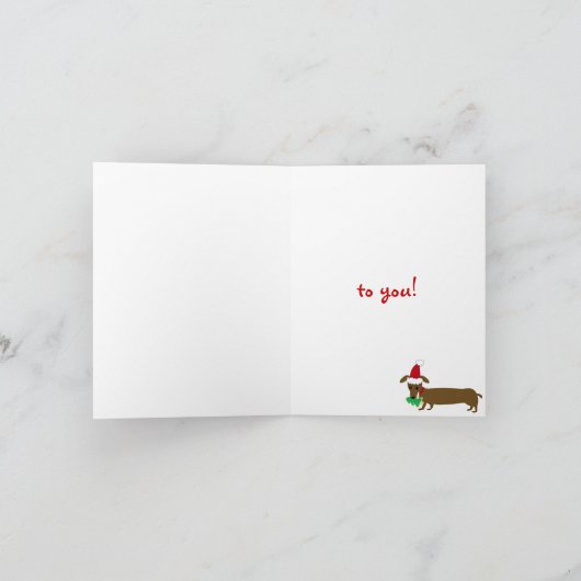 メリークリスマスのダックスフント シーズンカード (内部)