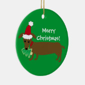 メリークリスマスのダックスフント セラミックオーナメント (右)