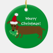 メリークリスマスのダックスフント セラミックオーナメント (裏面)