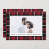 メリークリスマスのチェック写真 シーズンカード (正面/裏面)
