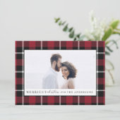 メリークリスマスのチェック写真 シーズンカード (スタンド正面)