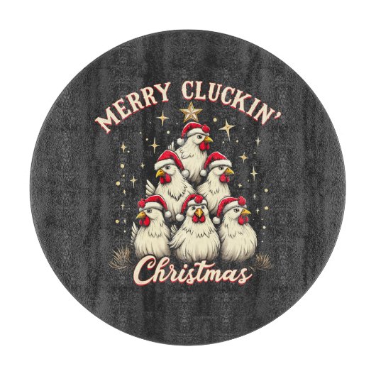 メリークリスマスのチキンおもしろいローター カッティングボード (正面)