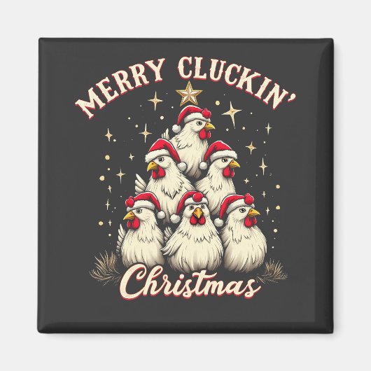 メリークリスマスのチキンおもしろいローター マグネット (正面)