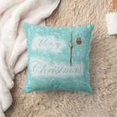 メリークリスマスのティール(緑がかった色)の装飾用クッション クッション (ブランケット)
