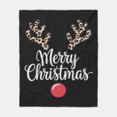 メリークリスマスのトナカイのクリスマスファミリーギフト フリースブランケット (正面)