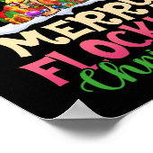 メリークリスマスのトナカイのサンタフラミンゴ ポスター (角)