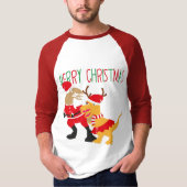 メリークリスマスのトナカイのサンタtシャツ tシャツ (正面)