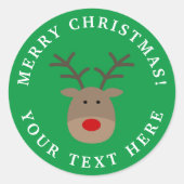 メリークリスマスのトナカイのシールと封筒用シール ラウンドシール (正面)