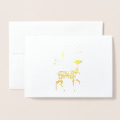 メリークリスマスのトナカイのホイルカードをお願い 箔カード (封筒付き正面)