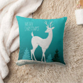 メリークリスマスのトナカイのヴィンテージ|のティール(緑がかった色) クッション (ブランケット)