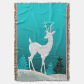 メリークリスマスのトナカイのヴィンテージ|のティール(緑がかった色) スローブランケット (正面縦)