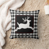 メリークリスマスのトナカイの白い黒いバッファローの点検 クッション (ブランケット)
