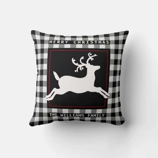 メリークリスマスのトナカイの白い黒いバッファローの点検 クッション (裏面)